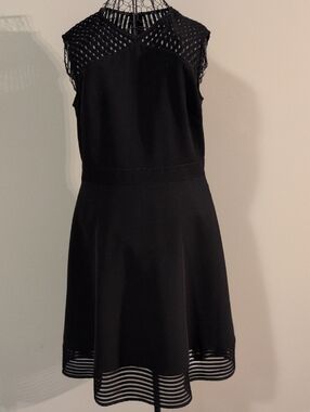 Elegant Black Sleeveless Mini Dress with Sheer Yoke